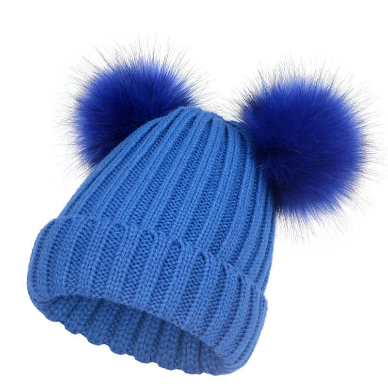 Multi Color Custom Plain Color Acrylic Cable Pompom Knitted Winter Beanie Hat