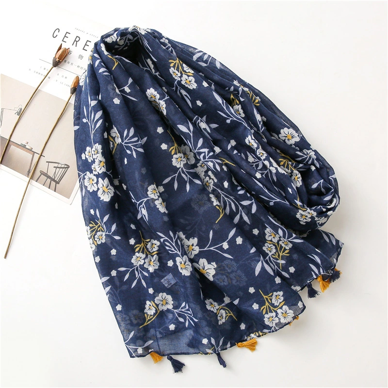 Fashion Vintage Bohemian Ethnic Scarf Boho Prints Shawl Long Tassels Warm Hijab Geometry Cotton Feeling Flora Printing Scarf for Women