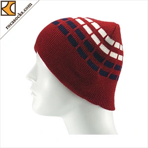 166010be-Acrylic Knit Hats Beanie with Polar Fleece