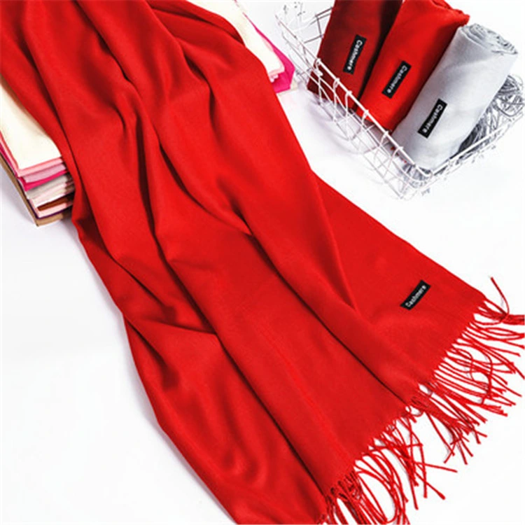 Women Lovely Winter Warm Pure Cashmere Tassel Scarf