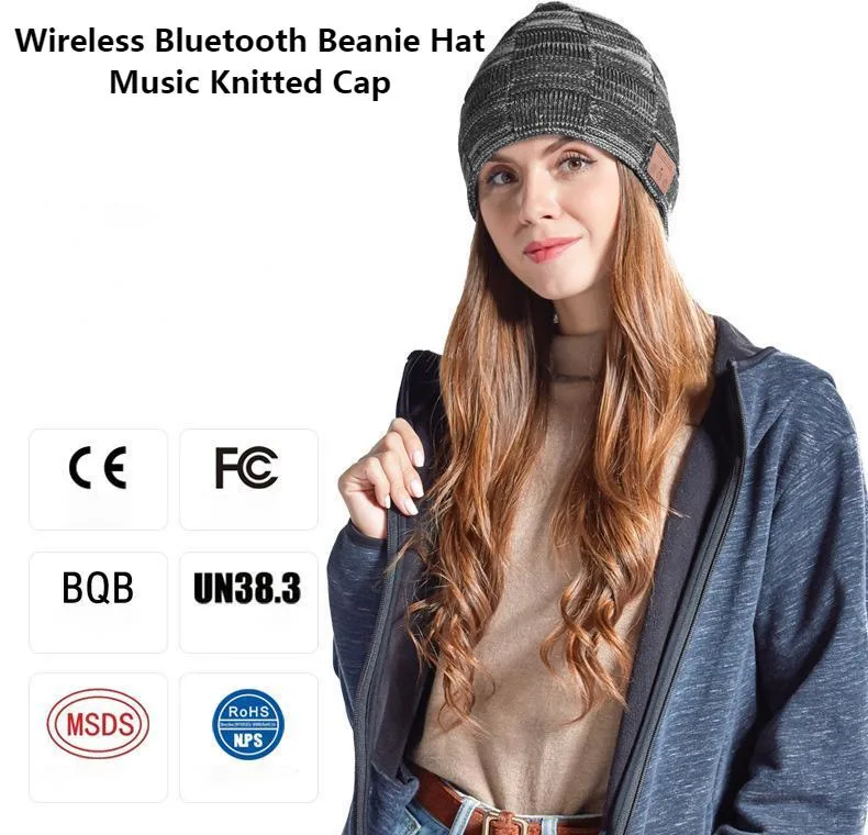 Wireless Earphone Musical Beanie Hat, Bluetooth Beanie for Mens Gifts, Unisex Men&prime; S Sports Hats &amp; Cap, for Outdoor Sports, Running, Skating