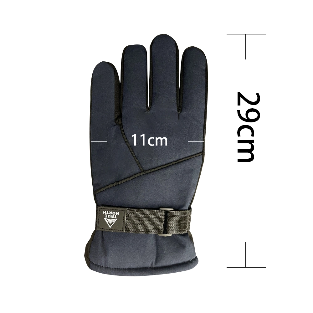 Black Color Ski Gloves with Thick Insulation Lining Winter Ski Gloves Ladies Mens Kids