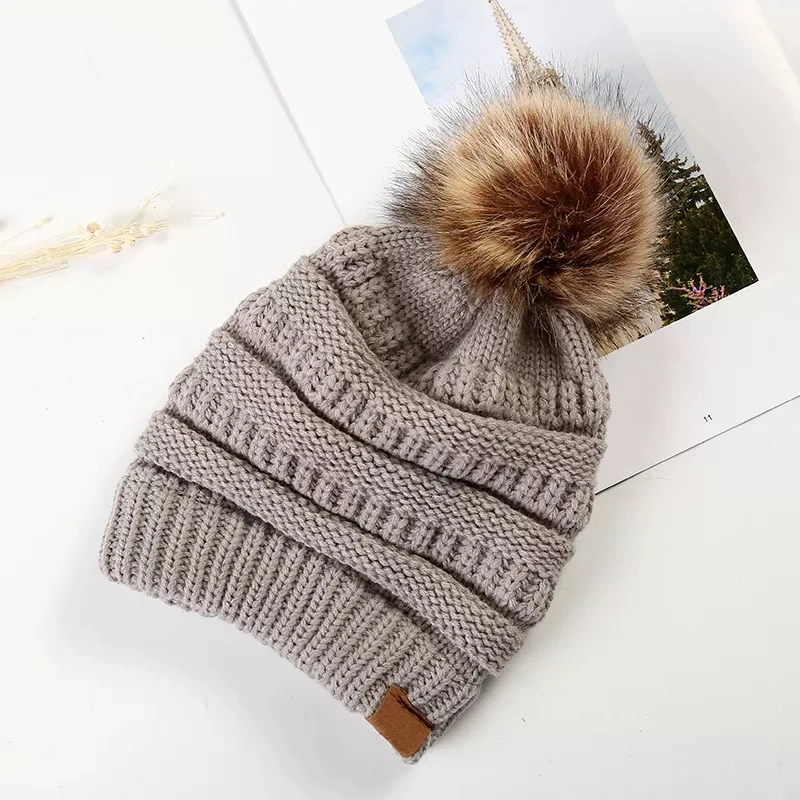 Hot Selling Custom Patch Knitted Beanies Knit POM POM Beanie Winter Hats