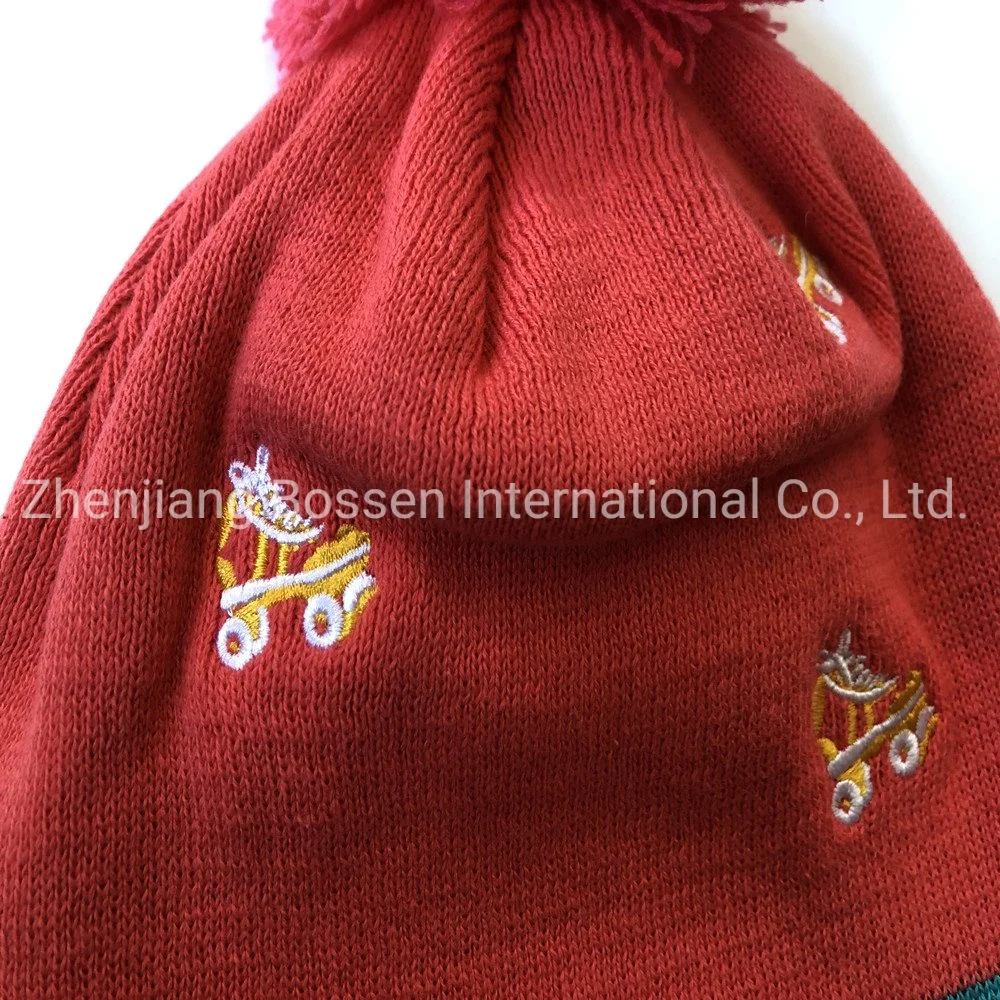 China Factory OEM Custom Logo Embroidered Outdoor Sports Ski Snowboard Acrylic Beanie Bobble Hat