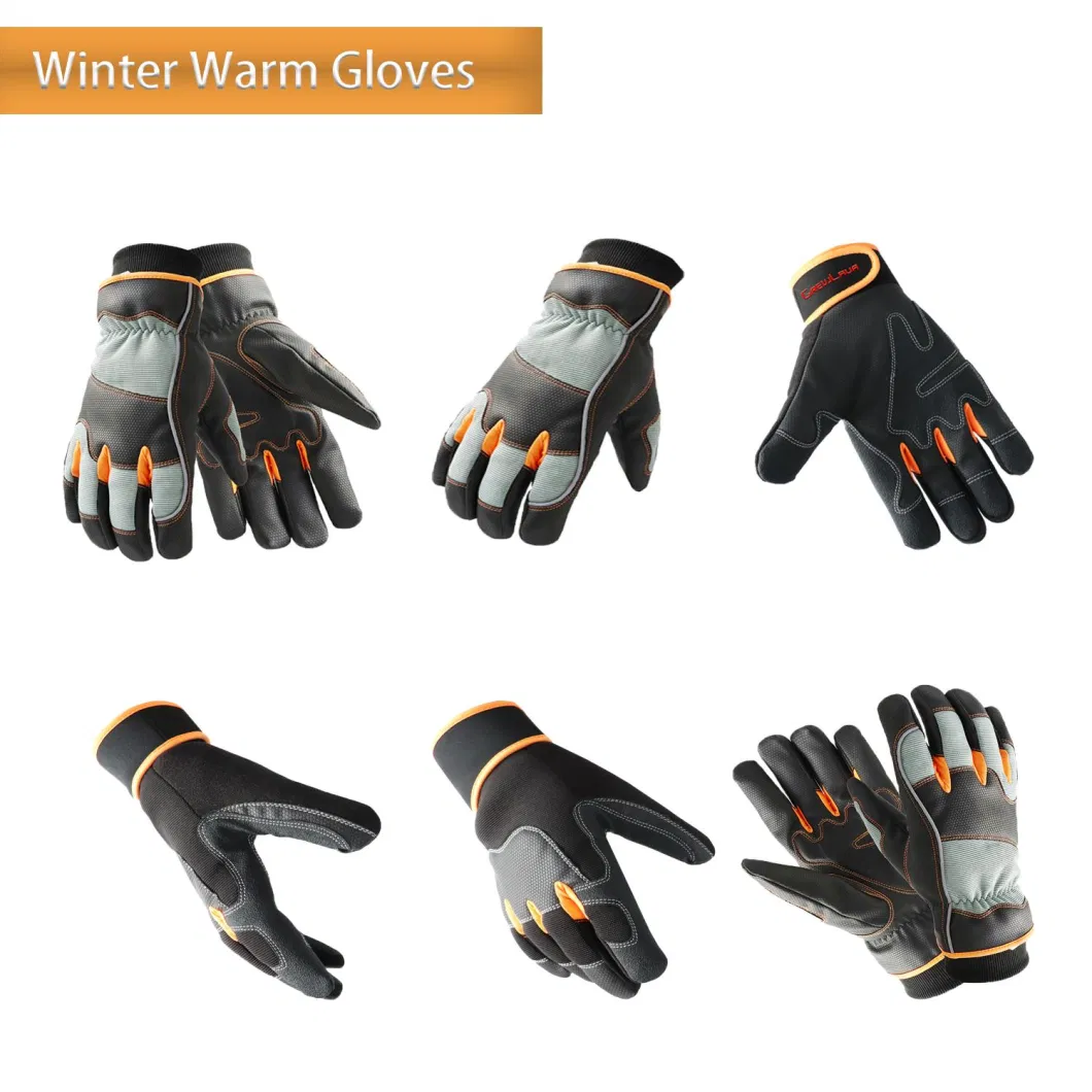 Wear Resistant Leather Touch Screen Multi-Purpose Impact Mechanic Safety Working Gloves Garden Driving Waterproof Winter Warm Ski Sport Motorcycle Bike Gloves