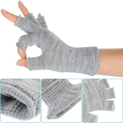 Nuevo invierno medio dedo Fingerless tejidos de hilados de lana elástico caliente Guantes de acrílico para hombres y mujeres