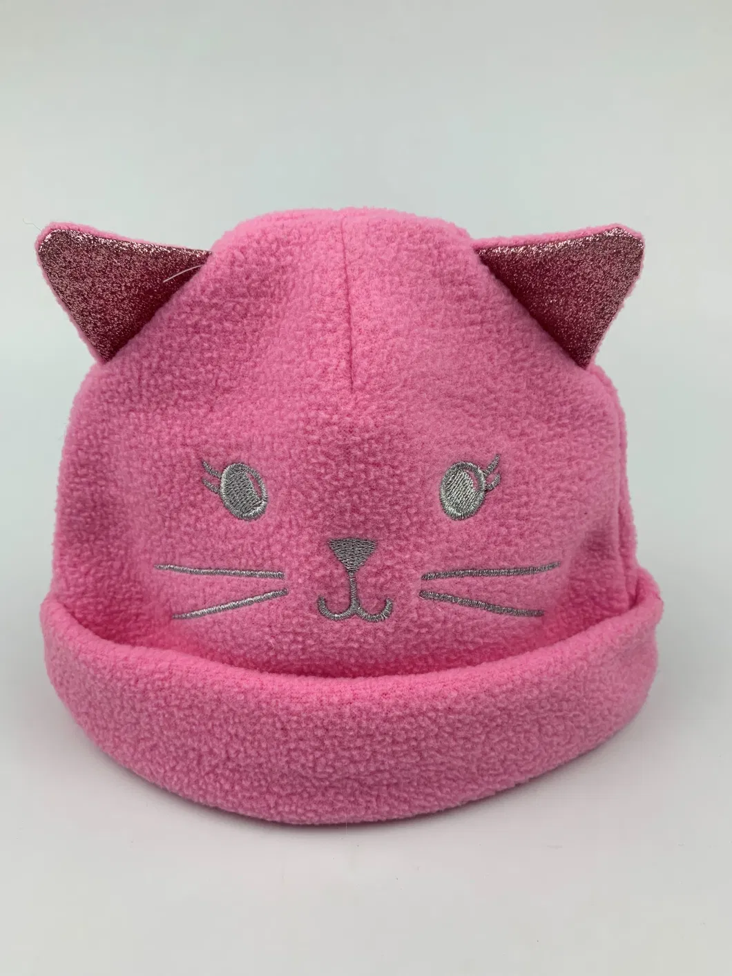 Polar Fleece Baby Beanie Hat Custom Cute Embroidery Sweet Cat Logo Hat