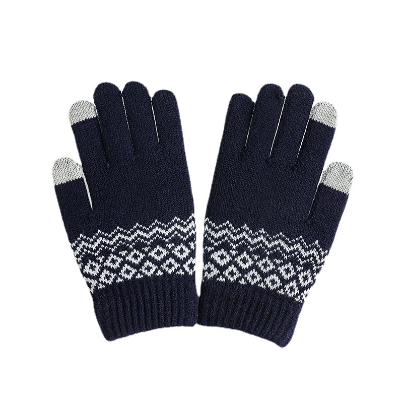 Winter Jacquard Touch Screen Stretchy Knitted Unisex Warm Gloves