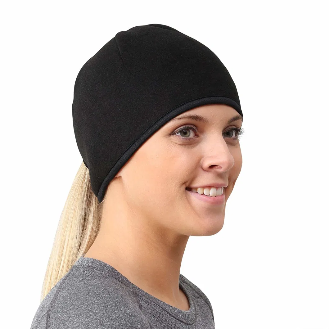 Fleece Head Protection Blank Winter Warm Comfortable Beanie Classical Ponytail Hat with 100% Polyester