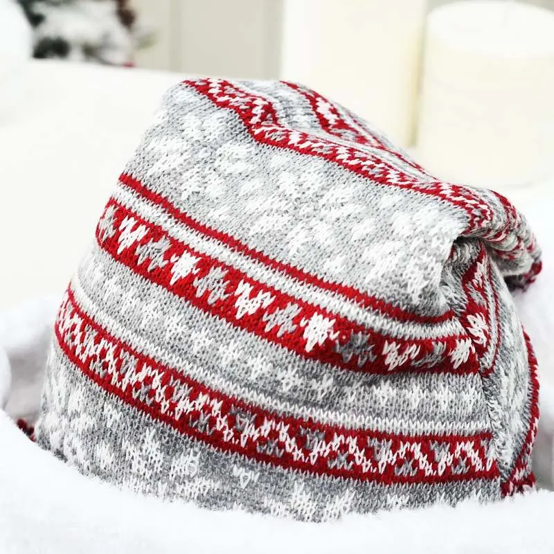 Winter Festival Xmas Party Pompom Hats Kids Women Christmas Hats