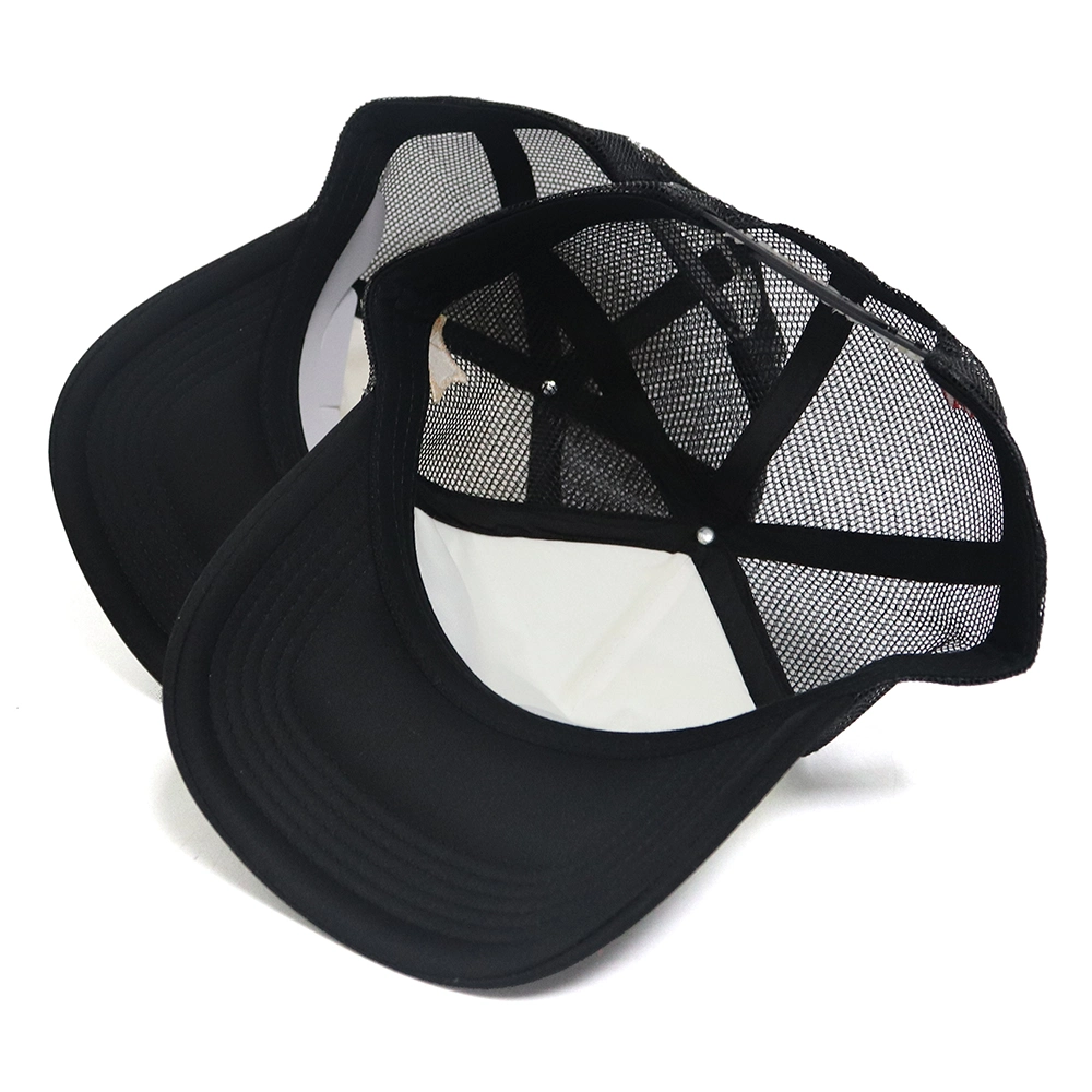 Personalized Comfortable Black Brim Trucker Hat Made of Foam Fabric