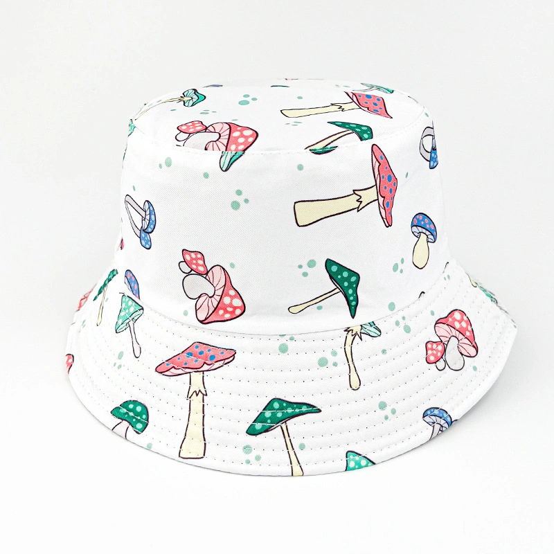 Customizable Cotton Mushroom Men&prime;s Women&prime;s Summer Outdoor Sun-Protection Double-Sided Cap Bucket Hat
