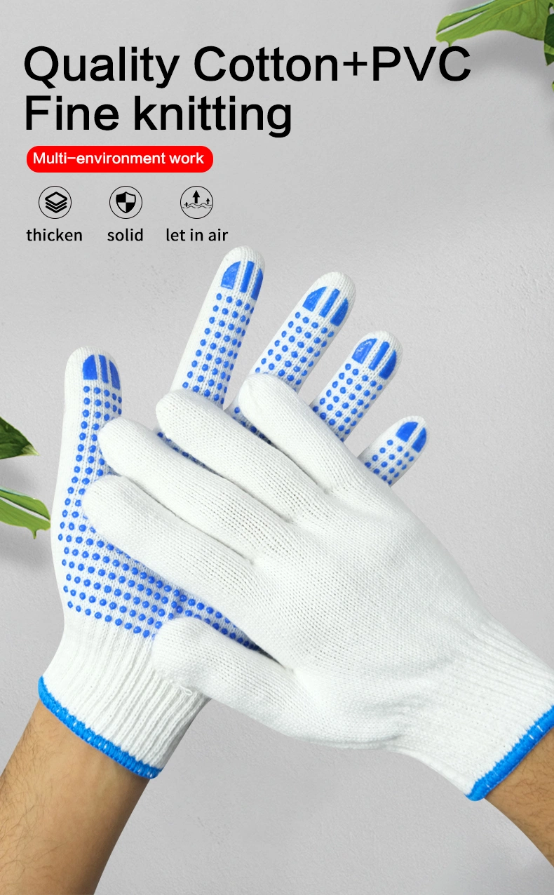 China Wholesale PVC Dotted/Dots Safety/Work/Labor Glove Industrial/Construction/Working Guantes Cotton Knitted Gloves