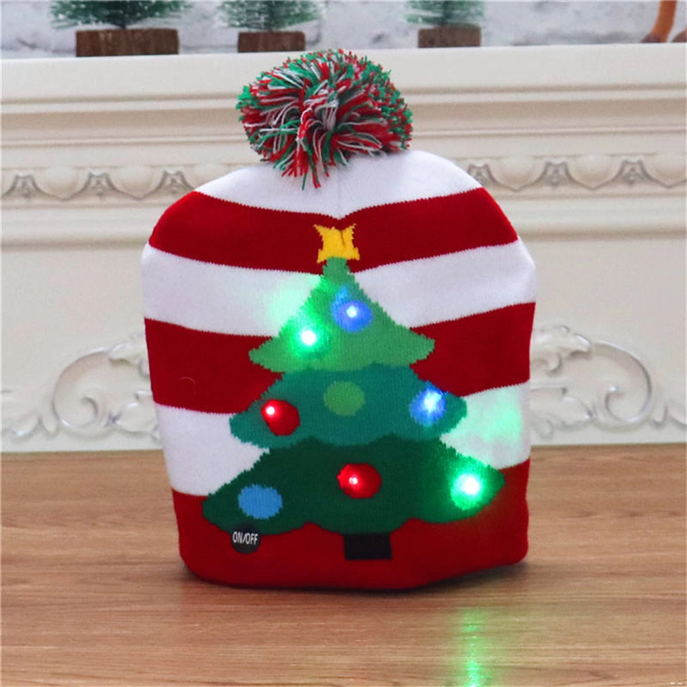 Christmas Knitting LED Glow Hat with Light Kids Adult Christmas Party Decorations