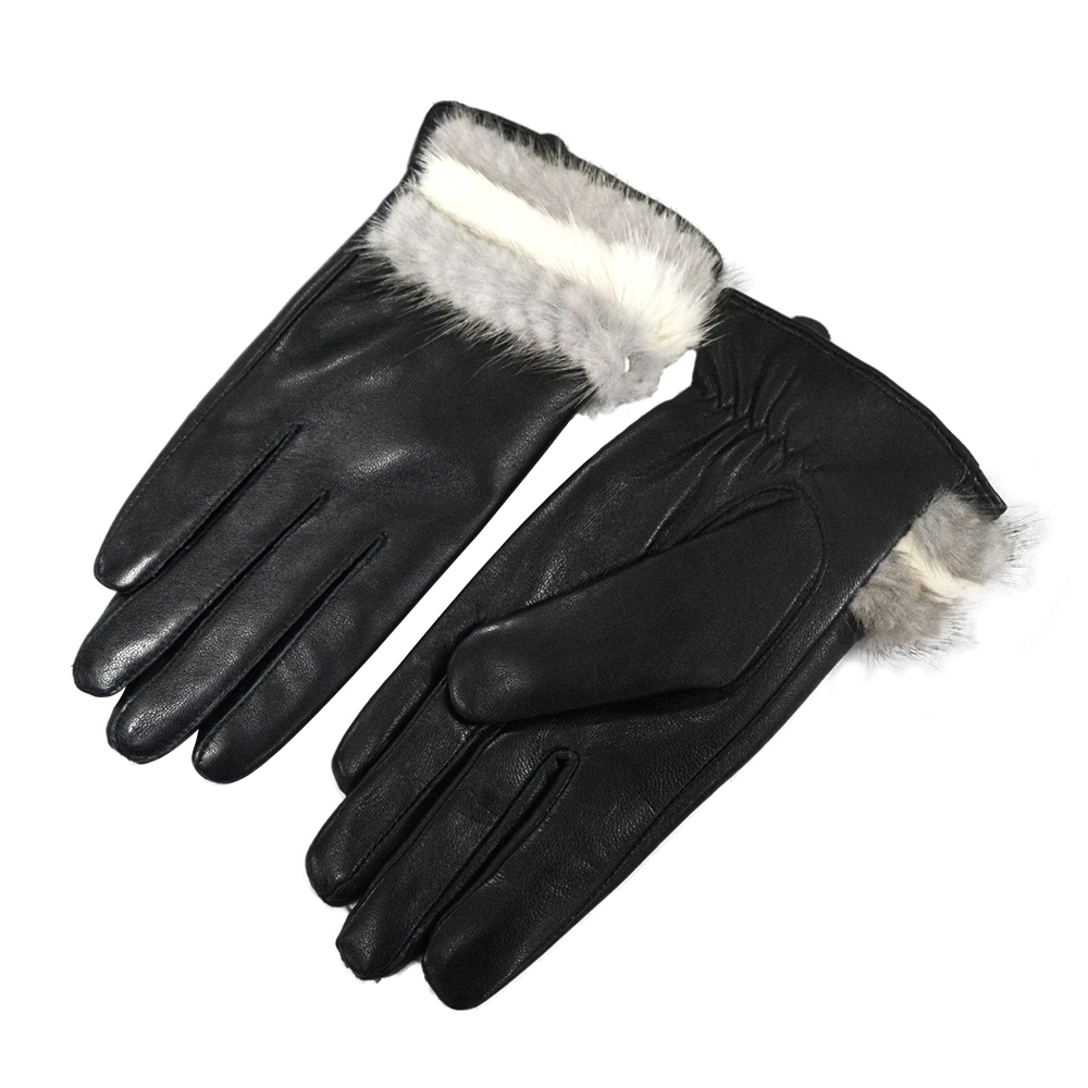 Women Sheepskin Leather Gloves Winter Full Finger Glove Windproof Driving Dressing Gloves