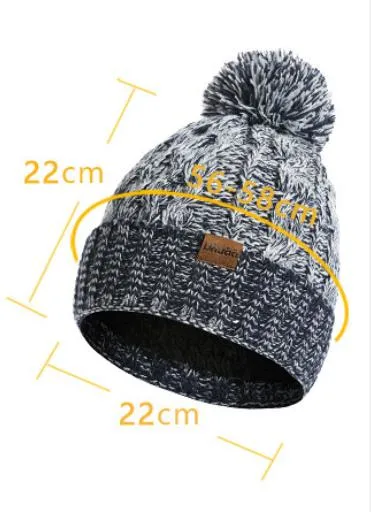 Autumn Winter Knitted Wool Thickened Touch Screen Three-Piece Set Hats Gloves Scarf