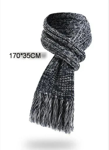 Autumn Winter Knitted Wool Thickened Touch Screen Three-Piece Set Hats Gloves Scarf