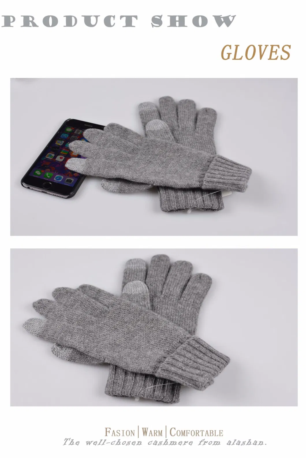Touch Screen Winter Knitted Cashmere / Wool Gloves Mitten