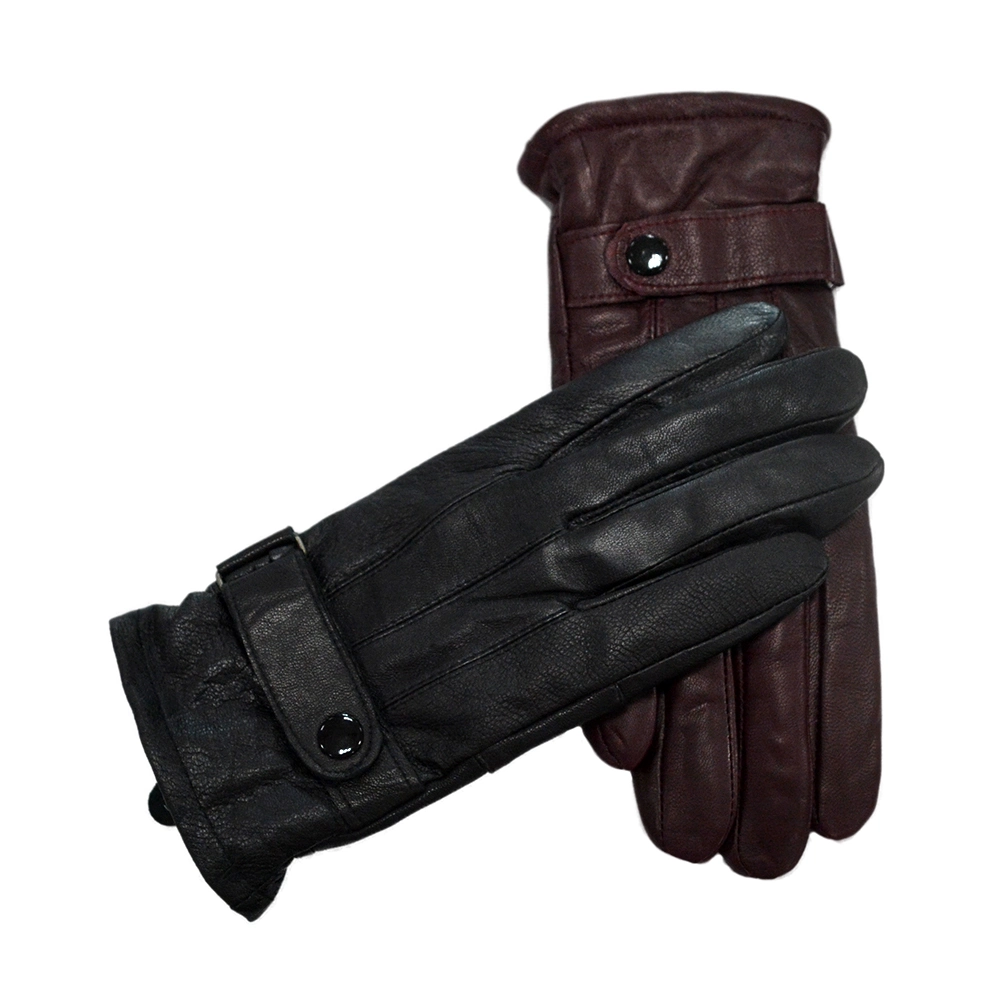 Maroon Sheepskin Winter Gloves Touch Screen Women Leather Gloves Windproof Warm Mitten