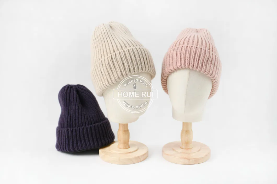 High Quality Wool Soft Thermal Winter Knitted Wholesale Chunky Custom Logo Fisherman Beanie Hats and Mittens