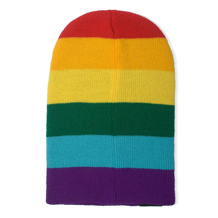 Fashion Colorful Strips Knitted Full Face Cover 3-Hole Ski Balaclava Winter Balaclava