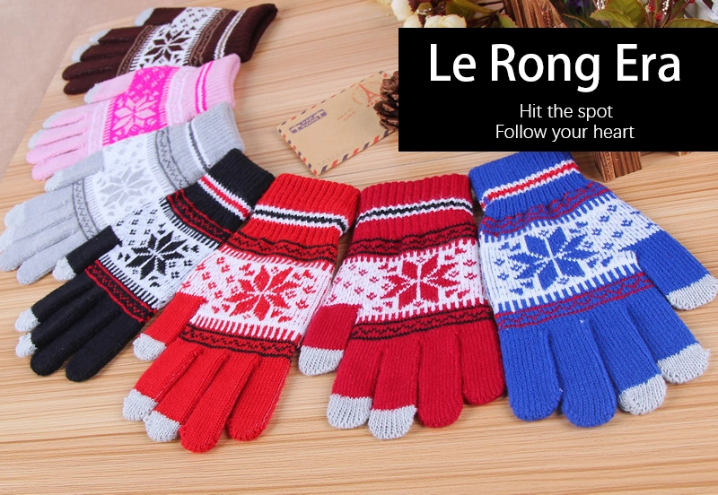 Touch Screen Winter Gloves Custom Logo Warm Sport Cable Knit Jacquard Knitted Gloves