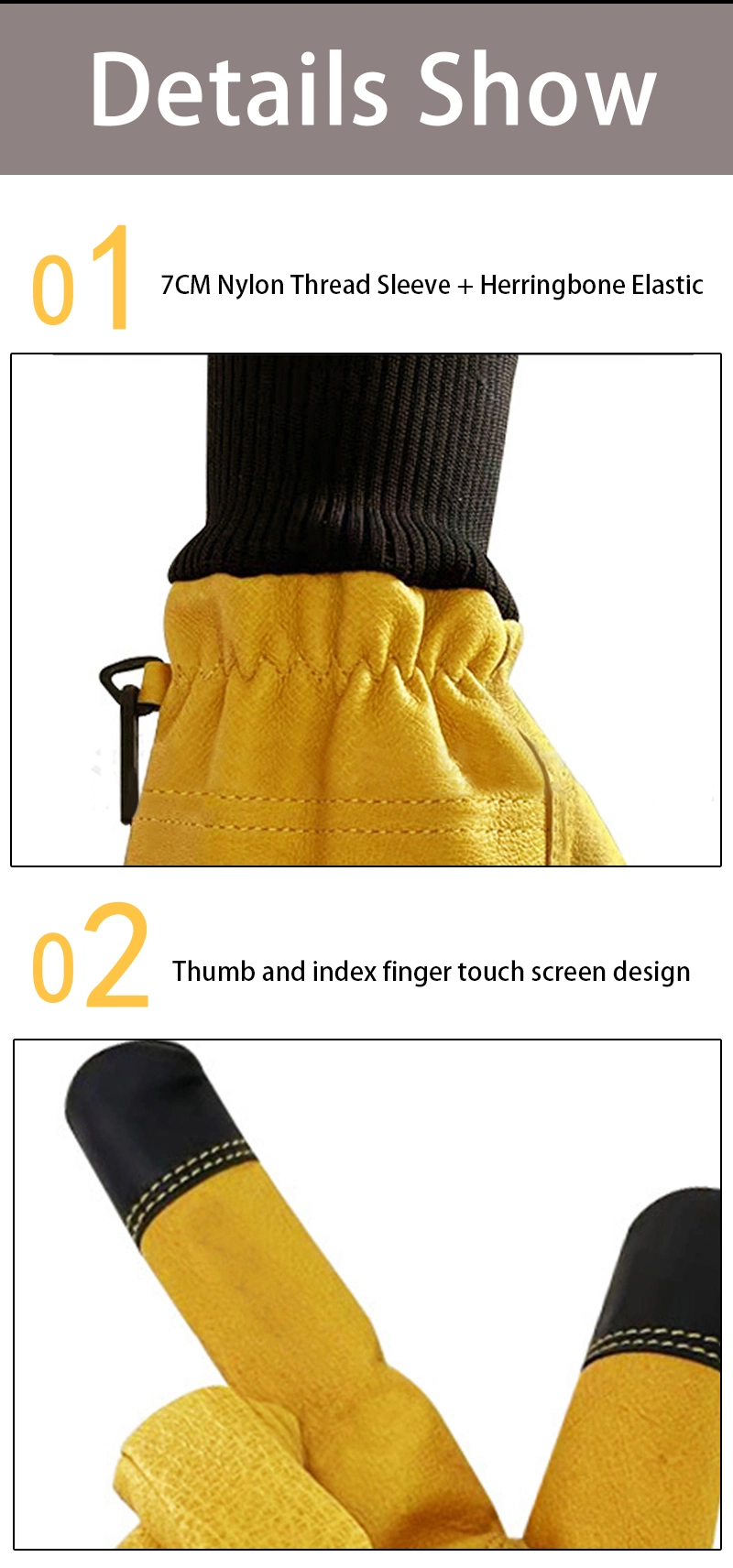 Factory Wholesale Custom Pigskin Gloves Waterproof Touch Screen Warm and Cold Resistant Winter Ski Leather Labor Protection Gloves