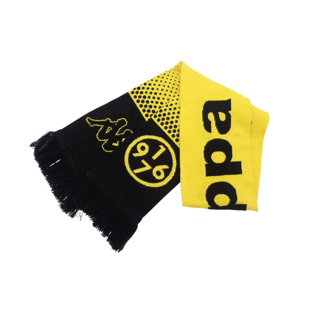 Unisex Customized Jacquard Acrylic Spandex Knitted Sports Soccer Football Fans Scarf