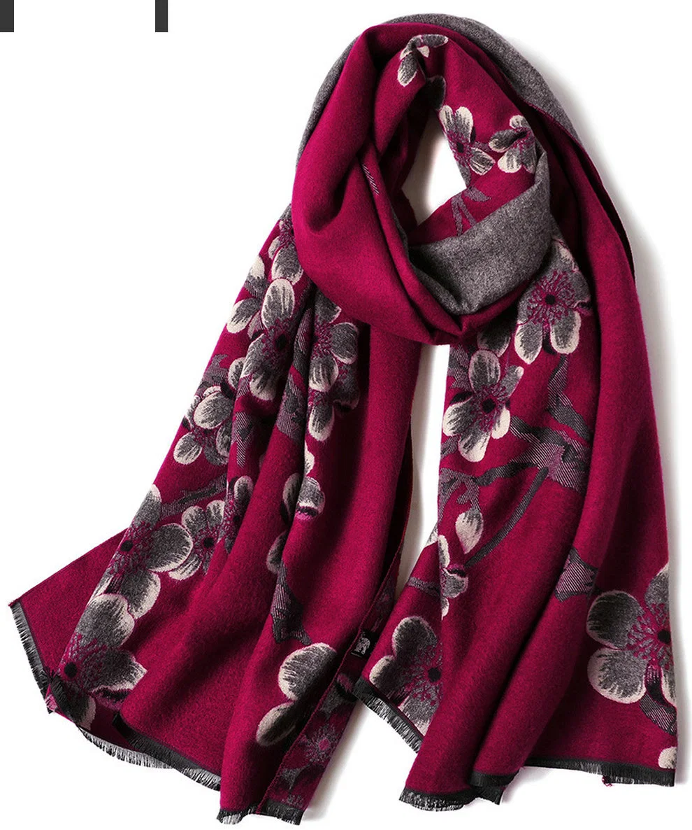 Facotory Wool Cashmere Fashion embroidery Cotton Scarf