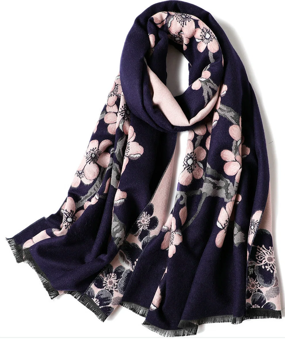 Facotory Wool Cashmere Fashion embroidery Cotton Scarf