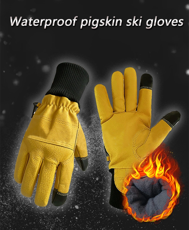 Factory Wholesale Custom Pigskin Gloves Waterproof Touch Screen Warm and Cold Resistant Winter Ski Leather Labor Protection Gloves