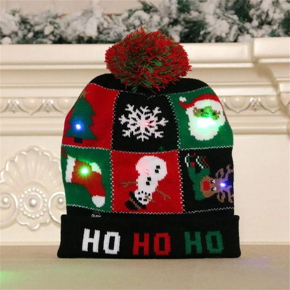 Christmas Knitting LED Glow Hat with Light Kids Adult Christmas Party Decorations