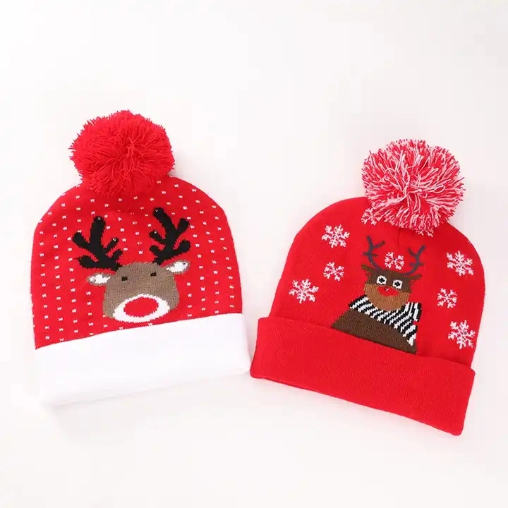 Wholesale Custom Acrylic Men Pompom Jacquard Knitted Sport Winter Footy Bobbles Beanie Cap Hat for Men Bonnet