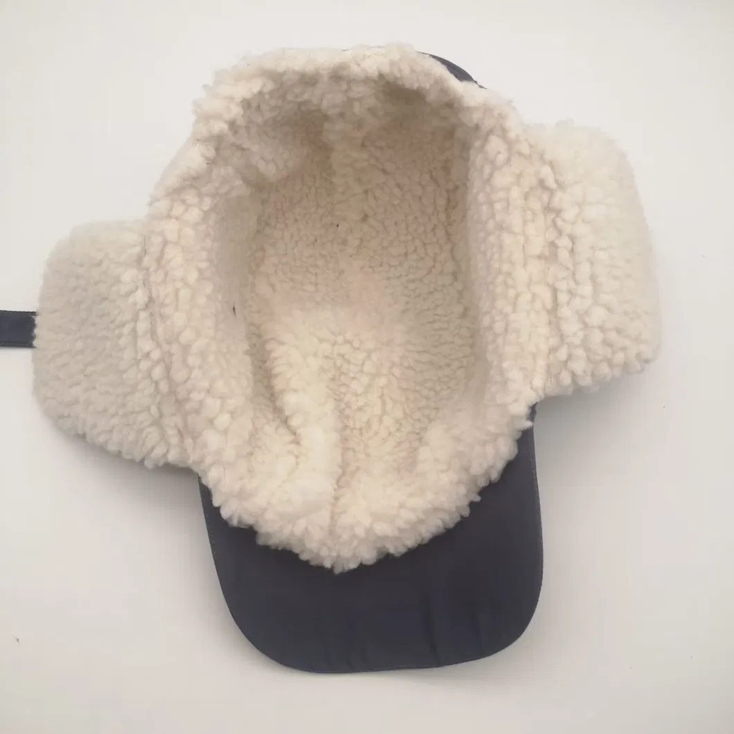 Winter Warm Cap Lambswool Lining Plus 100% Polyester Trapper Hat