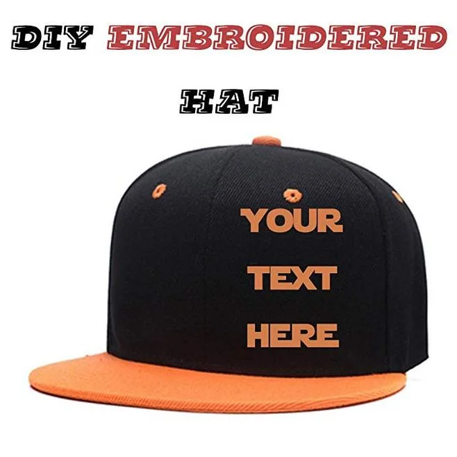 Wholesale 100% Cotton Embroidered Adjustable Custom Logo Flat Brim Hiphop Baseball Cap Hat