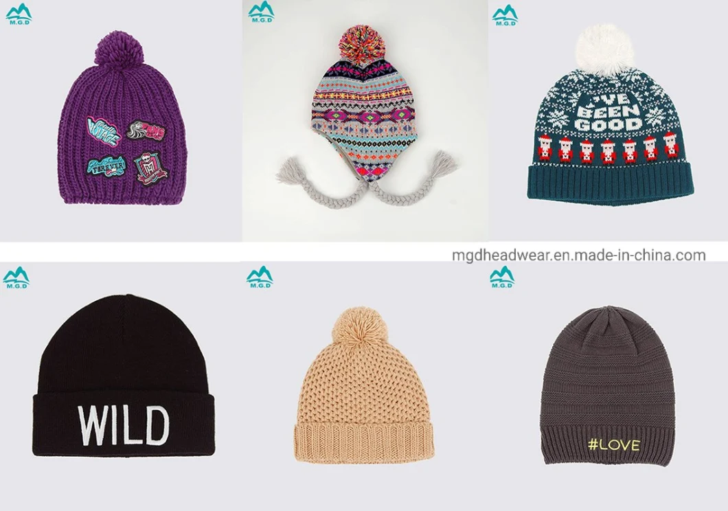 Custom Winter Kids POM POM Knitted Cap Beanie Hat