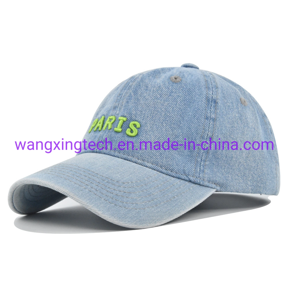 Wholesale Cowboy Hat Paris 3D Embroidered Baseball Cap Washed Snapback Hat Fashion Soft Top