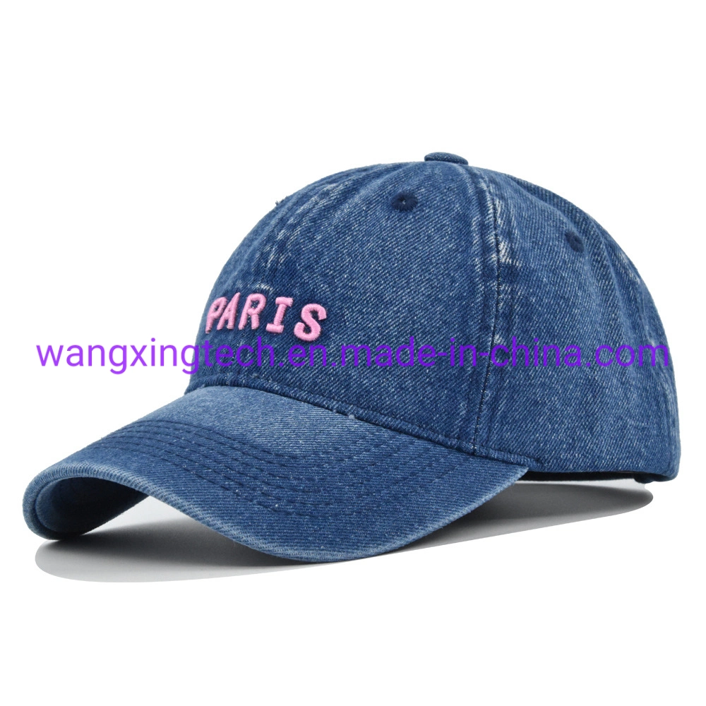 Wholesale Cowboy Hat Paris 3D Embroidered Baseball Cap Washed Snapback Hat Fashion Soft Top