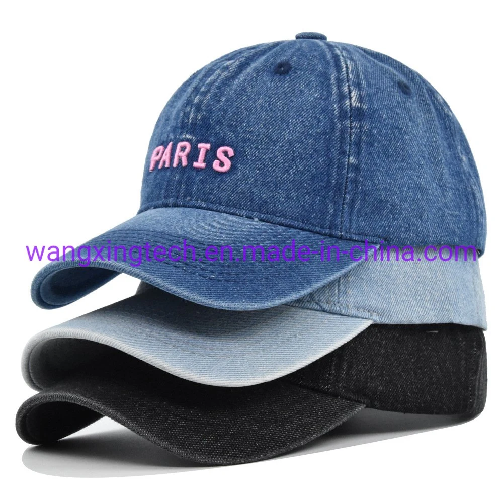 Wholesale Cowboy Hat Paris 3D Embroidered Baseball Cap Washed Snapback Hat Fashion Soft Top