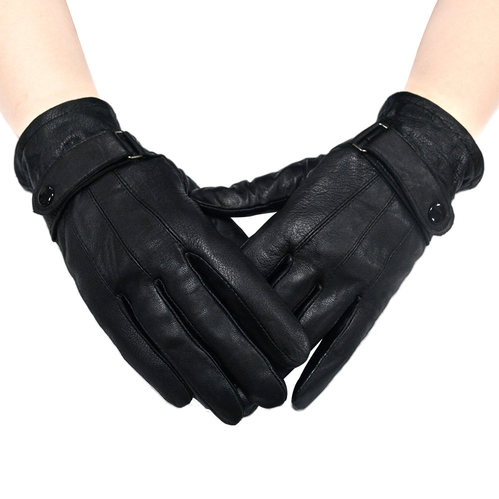 Maroon Sheepskin Winter Gloves Touch Screen Women Leather Gloves Windproof Warm Mitten