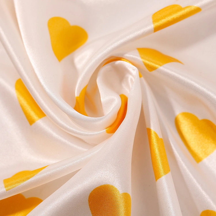 Fashion Heart Love Design Silk Satin Chiffon Fabric Disperse Printing for Garment Dress Scarf