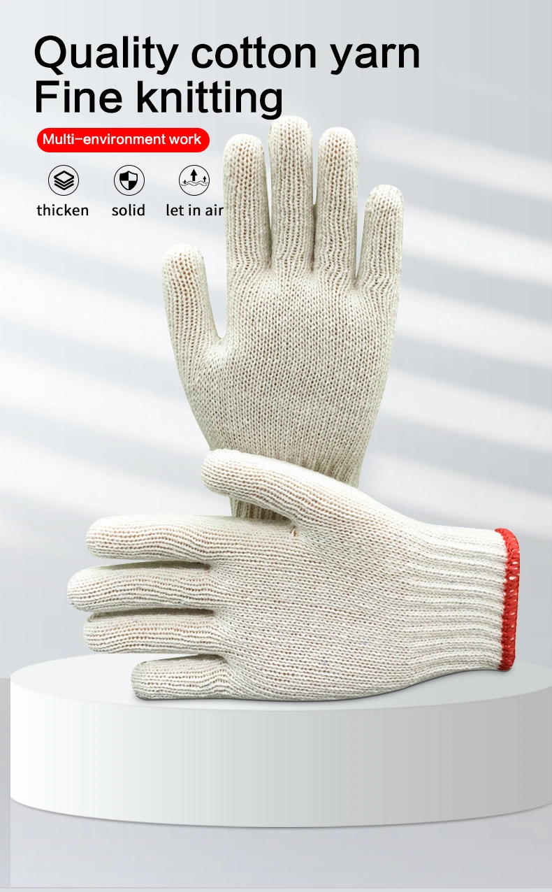 Gardening Cotton Knit Safety Work Gloves Without Finger Threads