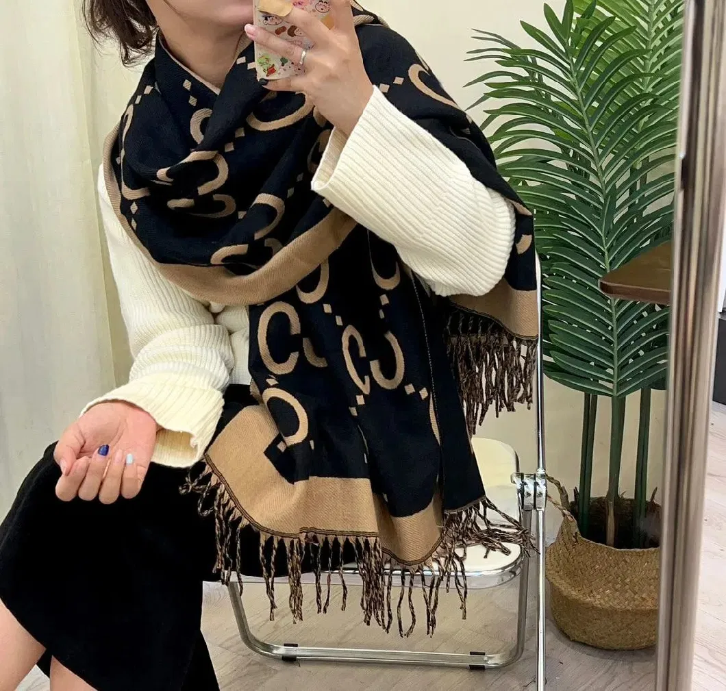 2024 Luxury Brand Designer Scarf Cashmere Double-Sided Shawl Ladies Winter Thick Warm Scarf