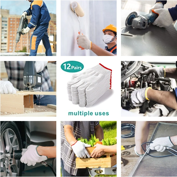 China Wholesale 7/10/13gauge Price Industrial/Construction/Working/Protective Guantes White Cotton Knitted Safety Work Gloves