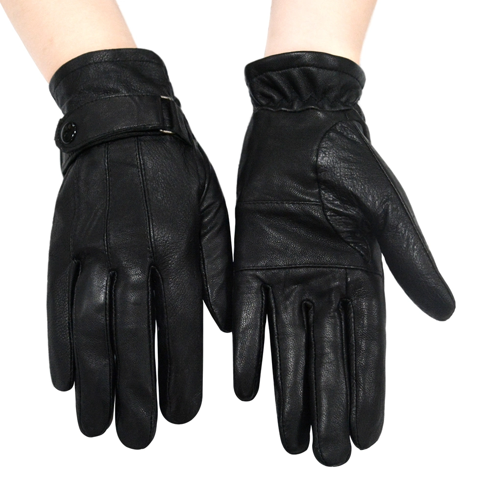 Men Sheepskin Leather Gloves Winter Motorcycle Driving Gloves Touch Screen Windproof Glove