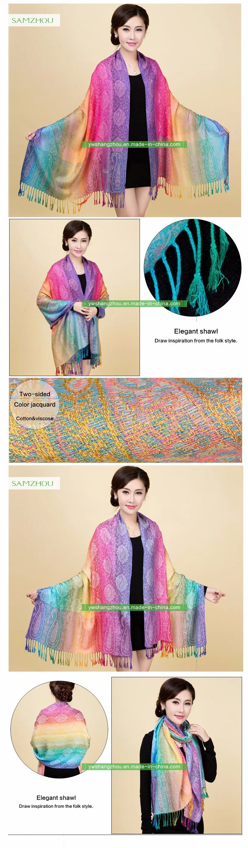 Nepal Style Cashew Gradient Jacquard Scarf Fashion Pashmina Shawl