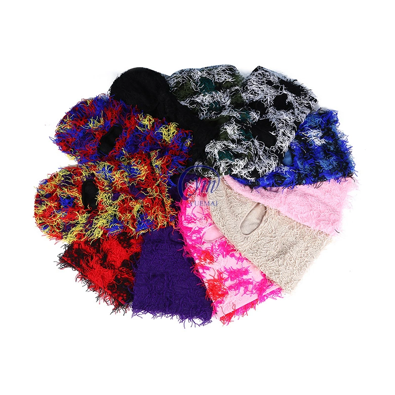 Wholesale Custom Distressed Fuzzy Grassy One Hole Yeat Shiesty Kagoul Knit Face Cover Ski Mask Balaclava Skimask