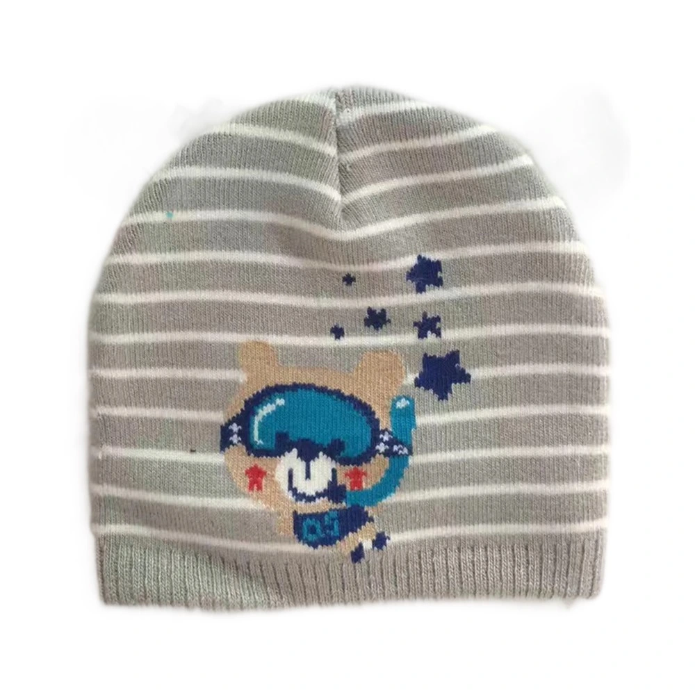 China Hat Factory OEM Custom Design Fullover Rabbit Jacquard Children Winter Acrylic Warm Slouchy Beanie Hat