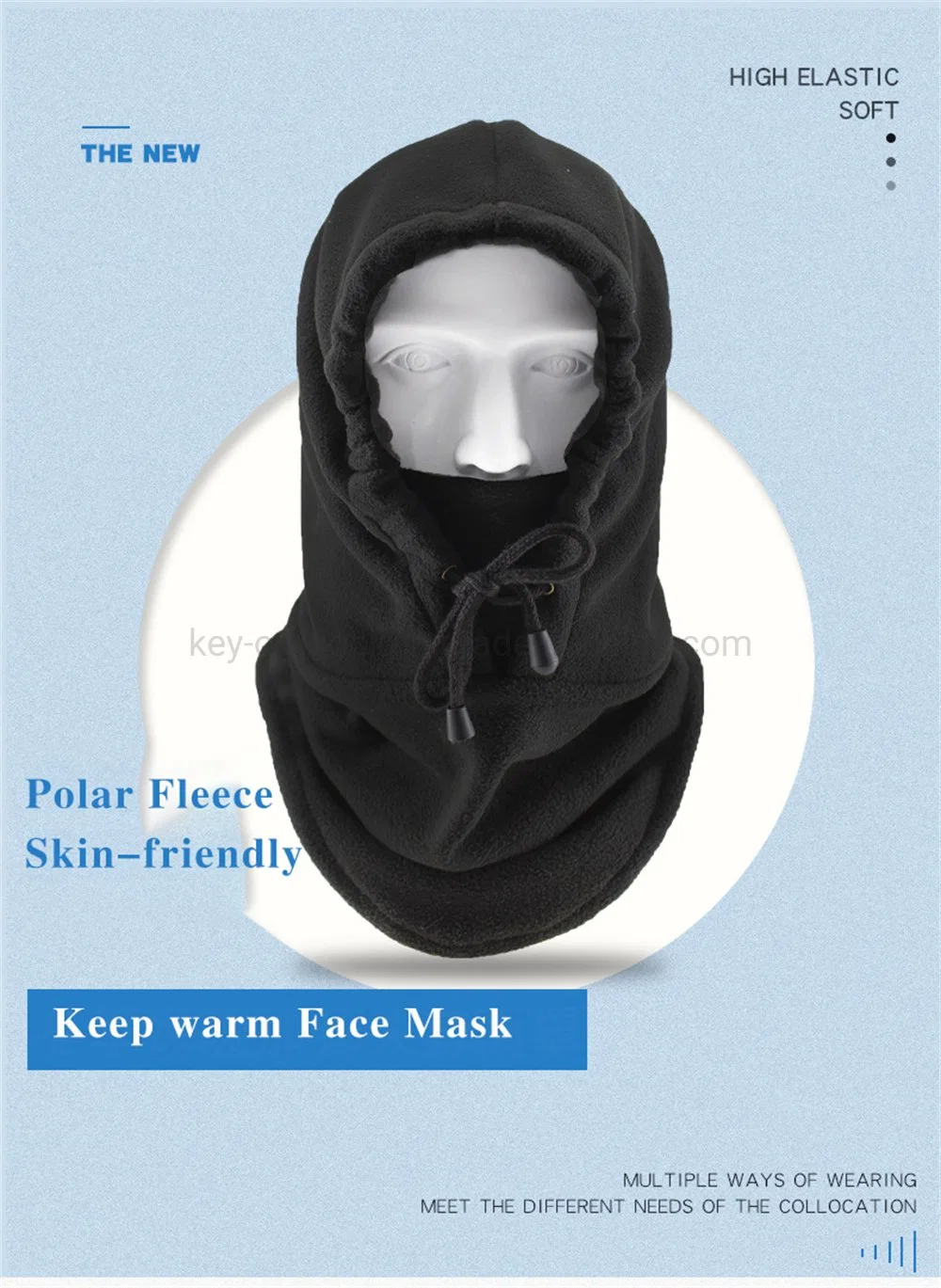 Winter Heavyweight Polar Fleece Covered Hat Neck Warmer Outdoor Sports Hooded Ski Face Cover Head Balaclava Mask