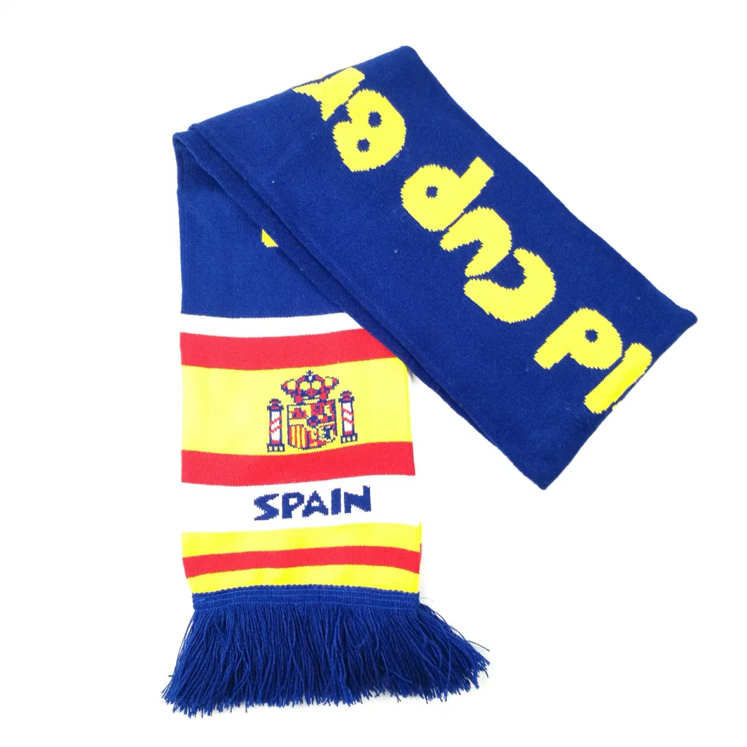 Unisex High Quality Customized Jacquard Acrylic Knitted Sports Soccer Football Fans Scarf
